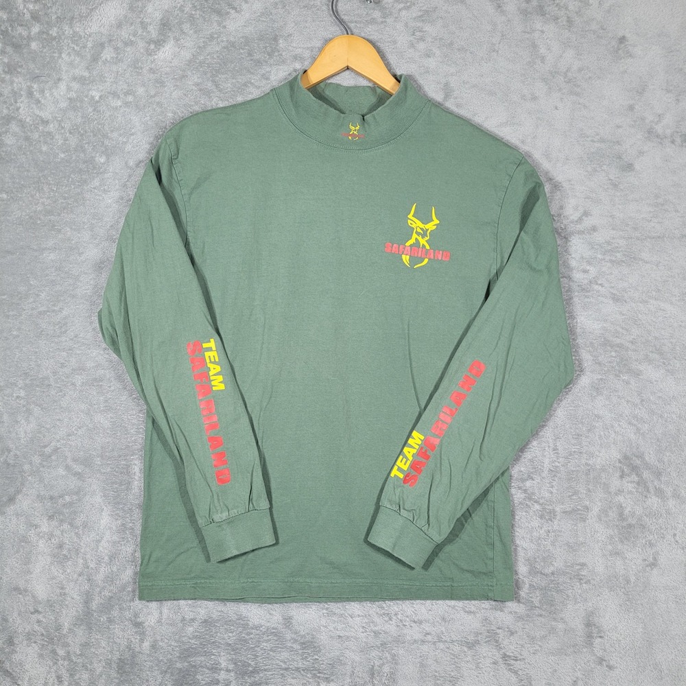 Vintage Safariland Shirt Mens Small Green Team Safariland Long Sleeve Mock Neck
